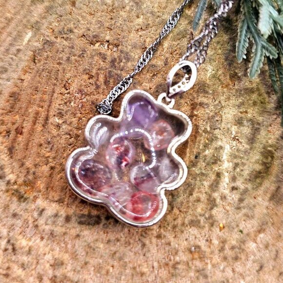 Floating Nature Super Seven Crystals Silver Bear Pendant Necklace - Picture 9 of 10